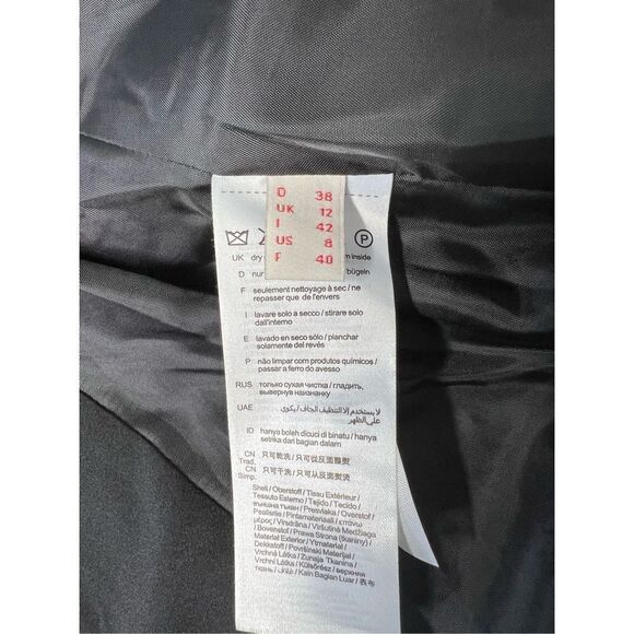 Esprit Black Gray Twill Blazer Suit Size 8 One Button Patches on sleeves - Picture 7 of 16